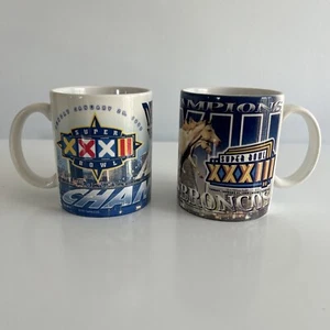 Vintage Super Bowl XXXII-XXXIII Denver Broncos Champions 2 Coffee Mug - Picture 1 of 10