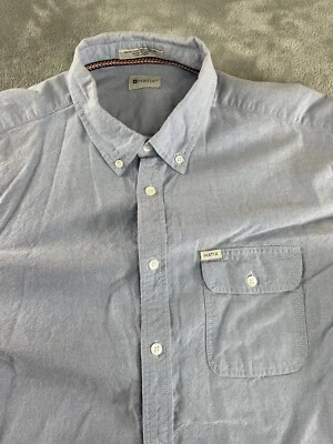 Matix Chambray Preppy Oxford Shirt Mens Large / Medium Button Short Sleeve Blue - Image 1 of 4