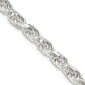 6mm Rope REAL 925 SOLID Sterling Silver Diamond Cut Chain Necklace Italy - Picture 1 of 8