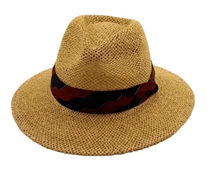 Sommer Stroh Fedora Hüte rotes Band Unisex für Herren Damen Festival Strand Urlaub - Bild 1 von 1