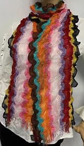 MISSONI ZigZag Fringe Scarf in Multi Color 25x170 NEW - Picture 1 of 5