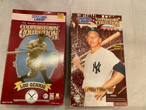 Lot Of 2 STARTING LINEUP Lou Gehrig Mickey Mantle Cooperstown 12" FIGURE LTD ED Cover