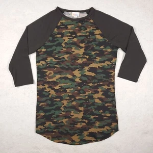 Camiseta de béisbol LuLaRoe Randy camuflada negra verde raglan manga 3/4 talla XXS - Imagen 1 de 6