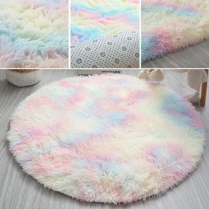 Sponge Sandwich Fluffy Rugs Floor Mat Polypropylene Room Round Rugs Shaggy - Picture 1 of 8