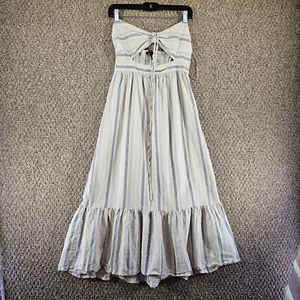 Forever 21 Linen Dress Womens Medium Strapless Striped - Picture 1 of 11