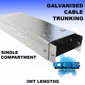 METAL BOX CABLE TRUNKING GALVANISED 50MM-75MM-100MM 3MT LENGTHS  LID + COUPLER 