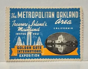 FRANCOBOLLO POSTER~OAKLAND CA TREASURE ISLAND’S CONTINENTAL GOLDEN GATE ESPOSIZIONE 1939 - Foto 1 di 2