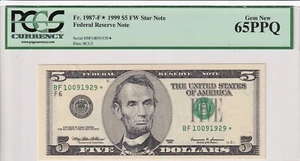 United States Of America, 5 Dollars, 1999, UNC, Fr.1987, (Star / Replacement ) - Picture 1 of 2