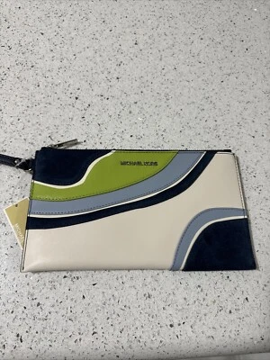 MICHAEL KORS JET SET VIAJE GRANDE CLUTCH CUERO PULSERA AZUL MARINO MULTI NUEVO CON ETIQUETAS Foto 1 de 4