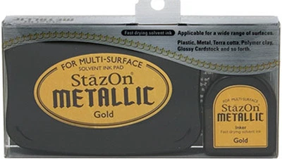 STEMPEL-GALERIE StazOn Set SZ 191 Metallic Gold - Stempelkissen für Glas - Tsukineko ~ 6 x 10 cm