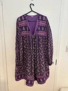 1970's Original Indian Vintage Purple Smock Dress XS/S - Picture 1 of 18