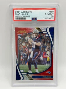 2021 Absolute #109 Mac Jones Red Squares /499 Rookie Card Patriots PSA 10 - Picture 1 of 2