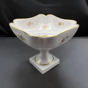 Vintage Limoges Porcelain Compote Gold Bird Of Paradise Centerpiece Bowl - Picture 1 of 10