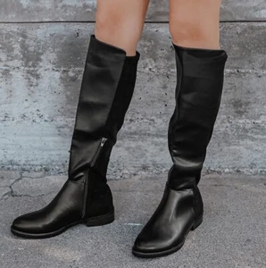 New Lulus Knee-High Tall black Boot Low Heel Women’s Size 8 - Picture 1 of 11