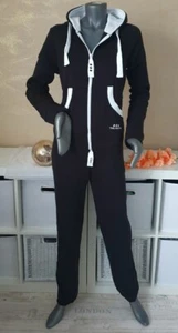 Freizeitanzug Jumpsuit Overall Einteiler Hausanzug Jogginganzug schwarz M *NEU* - Bild 1 von 7