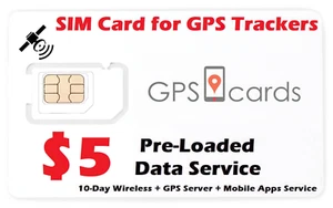 $5 GPScards GPS Tracker SIM Card Works With All GPS Tracker USA, Canada, Mexico - Foto 1 di 7