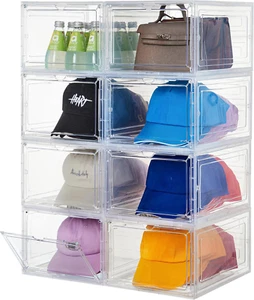 Upgrade Harder Solid Plastic Hat Organizer for Baseball Caps, 8 Pack Stackable H - Picture 1 of 6