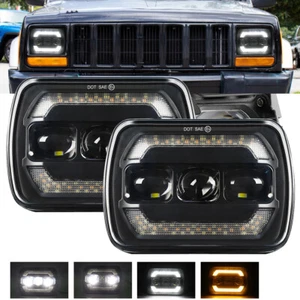 Pair 5X7 7x6" LED Headlight For 1986-1995 Jeep Wrangler YJ 1984-2001 Cherokee XJ - Bild 1 von 9