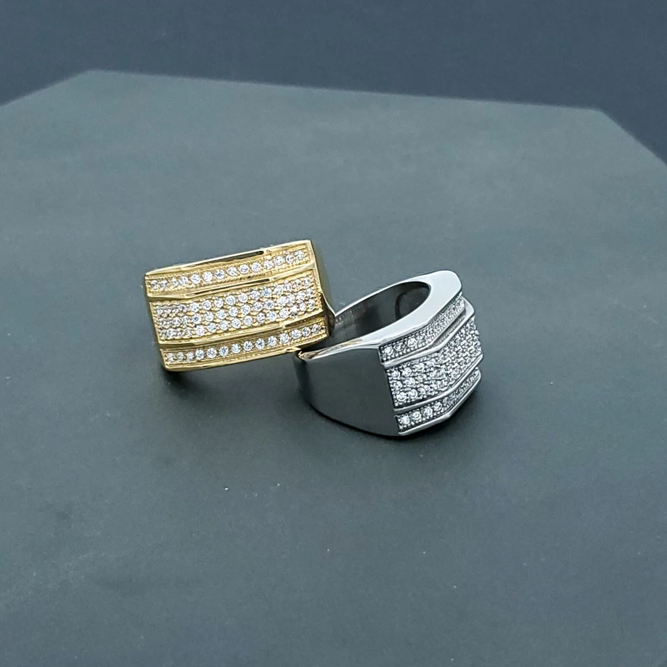 Stainless Steel 316 Pave Men's Square shape CZ SET Pinky Ring - Image 1 of 1