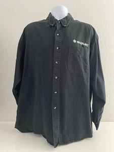 Vintage Suzuki Herren Größe XL Schwarz Langarm Button Down Hemd Baumwolle - Bild 1 von 8