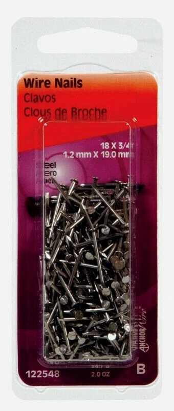 Clavos de alambre Hillman 3/4" Brite Acero 18 Ga. Fácil instalación Borde de mampostería 122548 ¡NUEVO! Foto 1 de 1