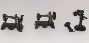 Vintage Diecast Dollhouse Sewing Machines And Candlestick Phone Minatures - Picture 1 of 10