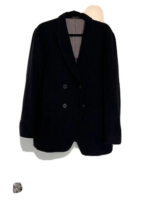 Giorgio Armani Men’s Black Two Button Double Breasted Coat, Wool And Cotton, Med - Image 1 of 4