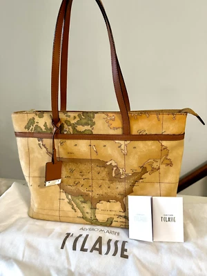 Bolsa de compras Alviero Martini Prima Classe Geo clássica bolsa média bolso frontal - Imagem 1 de 4