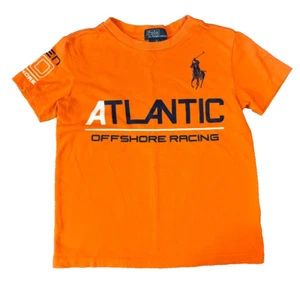 Vintage Polo Ralph Lauren Boys 6 Shirt Orange Atlantic Offshore Racing Big Pony - Picture 1 of 9