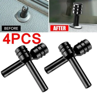 4x Black Aluminum Car Interior Door Lock Stick Knob Pull Pins Cover Accessories — 第 1/4 张图片