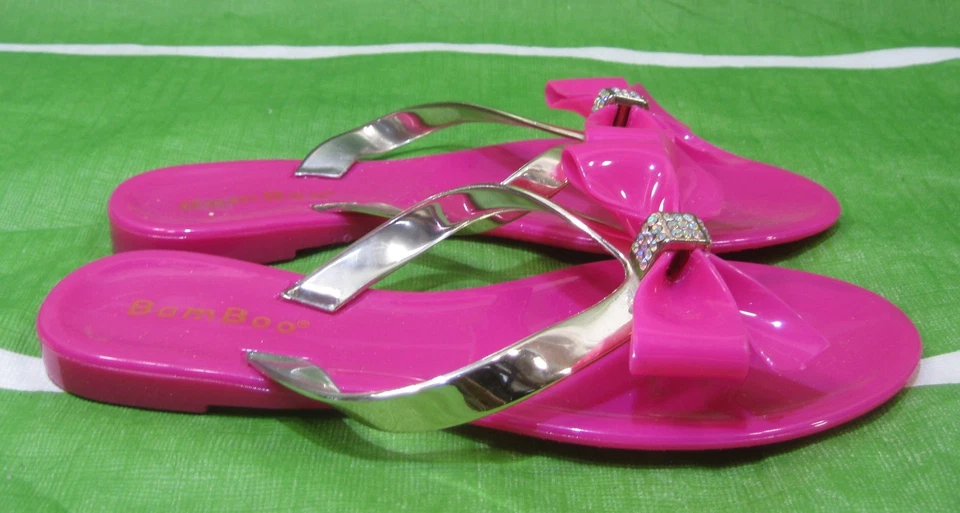 Nuevo Niño Rosa/Dorado Chanclas Arco Playa Linda Sandalia Gelatina Niña Talla 1 Foto 1 de 4