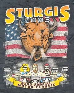 T-shirt noir manches courtes Sturgis vintage 2003 63e anniversaire Motor Classic Bull 3XL - Photo 1/4
