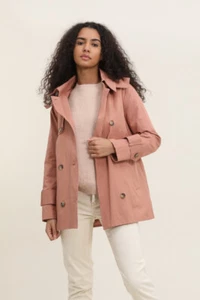 Women's Hip Length Classic Double Breasted Wide Hem Trench Coat MAC & Hood. - Picture 1 of 18