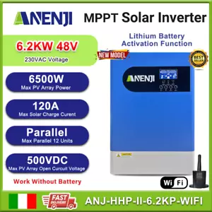 MPPT 6.2KW Inverter solare off-grid ibrido 120A 230Vac 48V 500Vdc Parallelo WIFI - Bild 1 von 7