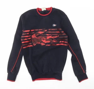 Sudadera pulóver para hombre Lacoste negra con estampado gráfico M - Imagen 1 de 12