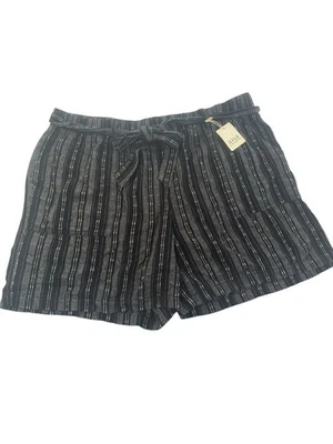 Novo com etiquetas a.n.a. Shorts feminino mistura de linho plus size 2X gravata cintura alta praia boho #5758 - Imagem 1 de 4