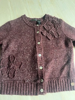 Suéter DKNY Jeans XL Borgoña Con Adorno Floral Manga 3/4 Foto 1 de 4