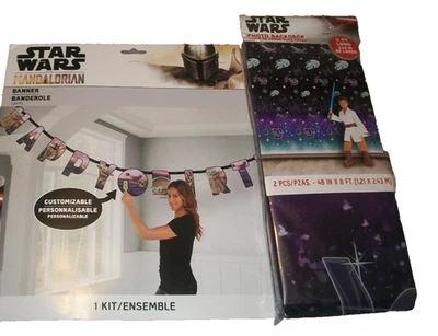 2 Piezas Telón de Fondo Fotográfico Star Wars, Feliz Cumpleaños Banner Fiesta Decoraciones (B71) Foto 1 de 4