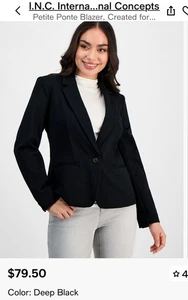 New I.N.C Petite XL Pointe Blazer Black MSRP $79.50 - Picture 1 of 6