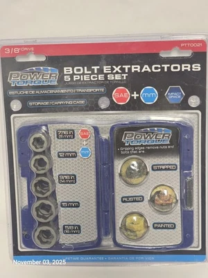 POWER TORQUE PTT0021  3/8 BOLT EXTRACTORS 5-PIECES SET - Image 1 of 4
