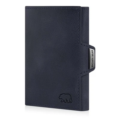 Brown Bear Slim Wallet Echtleder 11 Kartenfächer Kartenetui Blau