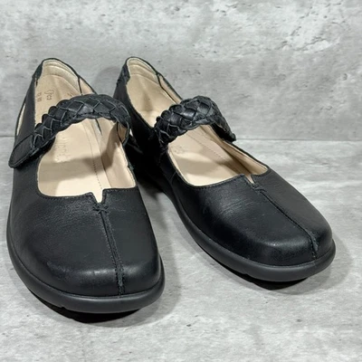 Hotter Shake II Black Leather Mary Jane Shoes Hook & Loop Strap Women's Size 9 - Image 1 of 4