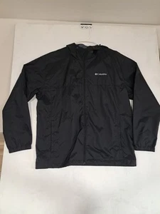 Columbia Mens Black Hooded Wind Breaker Rain Jacket Nylon Size 1X Athleisure - Picture 1 of 7