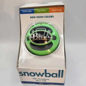 Blue Snowball USB Microphone NEON GREEN Retro Style with Stand 90’s Rare New - Foto 1 di 11