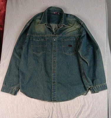 VTG Bugle Boy Jeans Co Snap Button Denim Long Sleeve Shirt Men’s XL Shacket Y2k - Image 1 of 4