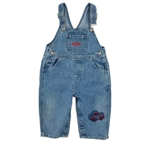 Oshkosh B’Gosh Y2K Baby Größe 12 Monate bestickt Traktor Land Denim Latzhose - Bild 1 von 10