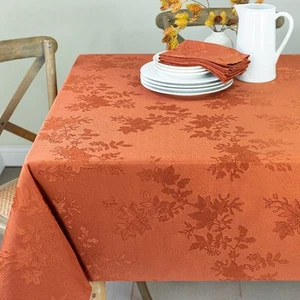 Tablecloth Countryside Leaves Damask Fabric Tablecloth Fall Harvest Thanksgivin - Picture 1 of 8