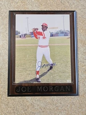 Foto firmada por Joe Morgan de 8x10 de los Rojos de Cincinnati Salón de la fama como nueva placa 13X10,5  Foto 1 de 4
