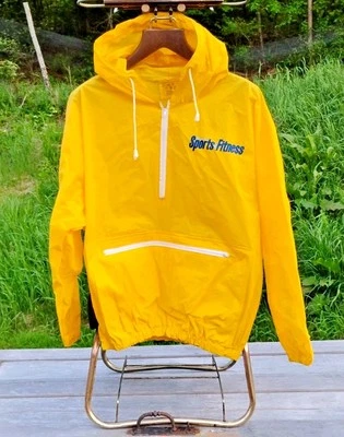 Vtg 90's Women's SPORTS and FITNESS Yellow Hooded Windbreaker PVC RAIN Jacket - Image 1 of 4