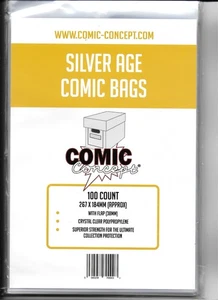 BRAND NEW SILVER AGE SIZE COMIC CONCEPT 10 BAGs x 100 = TOTAL 100 - Picture 1 of 1